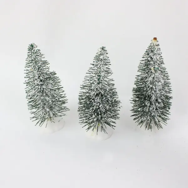Holiday Time Lot of Approx 15 Miniature Bottle Brush Christmas Trees Green White