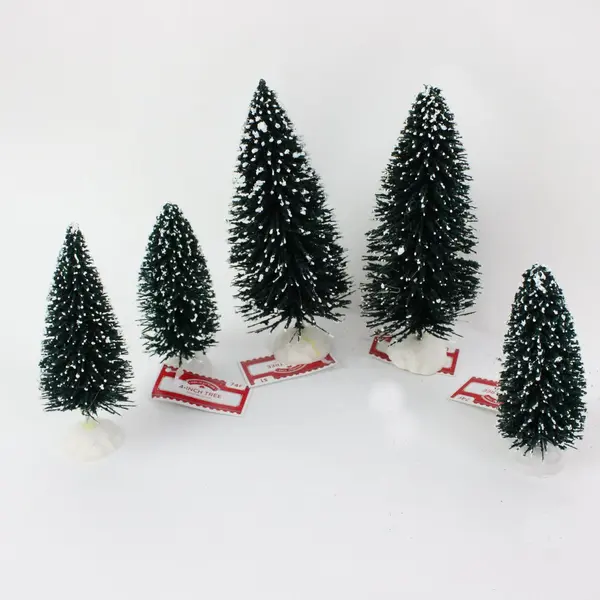 Holiday Time Lot of Approx 15 Miniature Bottle Brush Christmas Trees Green White
