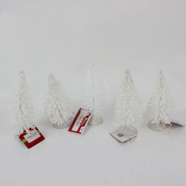 Holiday Time Lot of Approx 15 Miniature Bottle Brush Christmas Trees Green White