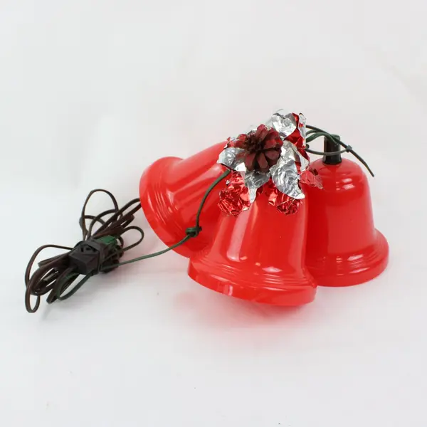 Lot of 3 Red Christmas Bell Shaped Lights Holiday Seasonal Decor