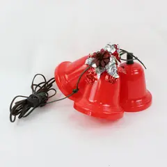 Lot of 3 Red Christmas Bell Shaped Lights Holiday Seasonal Decor