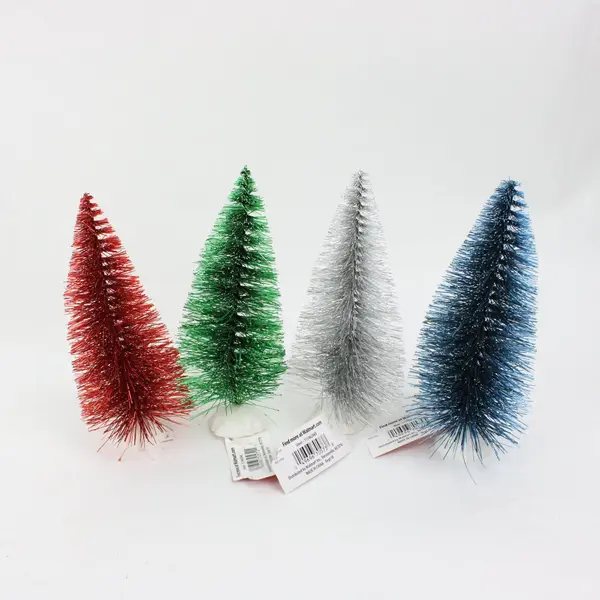 Mini Christmas Bottle Brush Trees Set of 4 Red Green Blue Silver Walmart