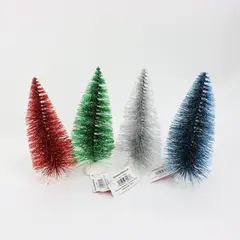 Mini Christmas Bottle Brush Trees Set of 4 Red Green Blue Silver Walmart