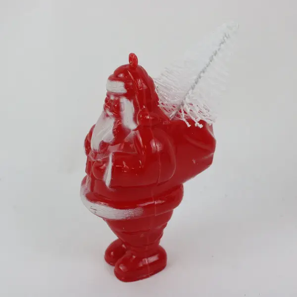 Set of 2 Santa Claus Christmas Hard Plastic Figurines Red White