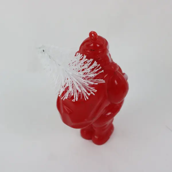 Set of 2 Santa Claus Christmas Hard Plastic Figurines Red White