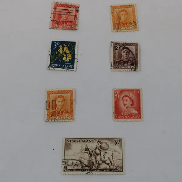 Lot of 7 Used New Zealand Stamps 1938-1960s Mixed Set
