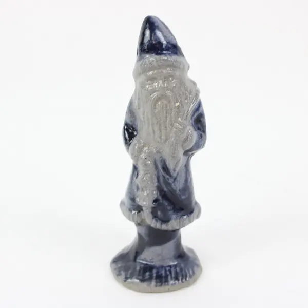 Rowe Pottery Works Salt-Glazed Santa Figurine Blue Gray Holiday Decor