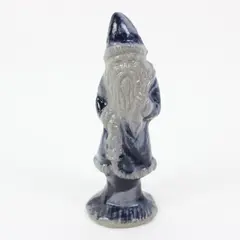 Rowe Pottery Works Salt-Glazed Santa Figurine Blue Gray Holiday Decor