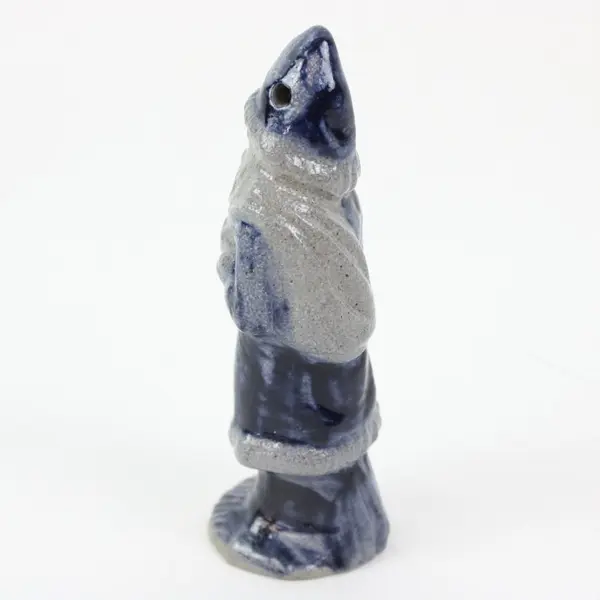Rowe Pottery Works Salt-Glazed Santa Figurine Blue Gray Holiday Decor