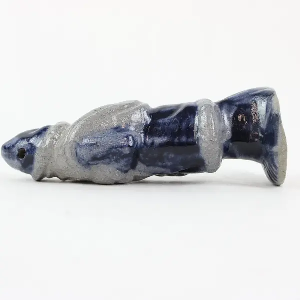 Rowe Pottery Works Salt-Glazed Santa Figurine Blue Gray Holiday Decor