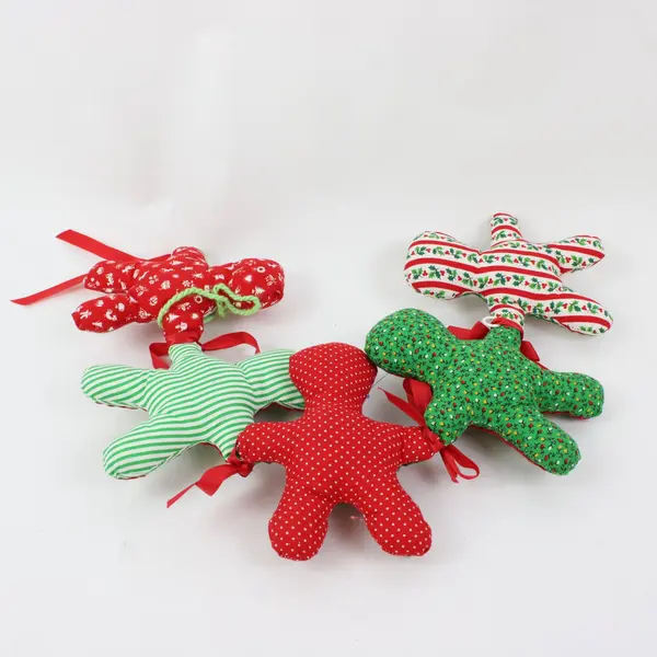Lot of 12 Christmas Gingerbread Man Plush Fabric Ornaments