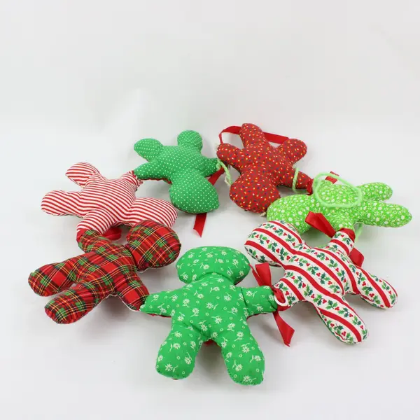 Lot of 12 Christmas Gingerbread Man Plush Fabric Ornaments