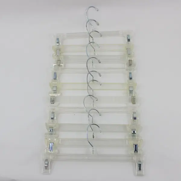Imperial Industries Lot of 10 Clear Plastic Skirt/Pants Hangers Adjustable Clips