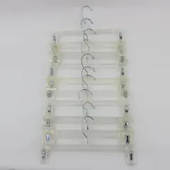 Imperial Industries Lot of 10 Clear Plastic Skirt/Pants Hangers Adjustable Clips
