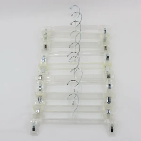 Imperial Industries Lot of 10 Clear Plastic Skirt/Pants Hangers Adjustable Clips