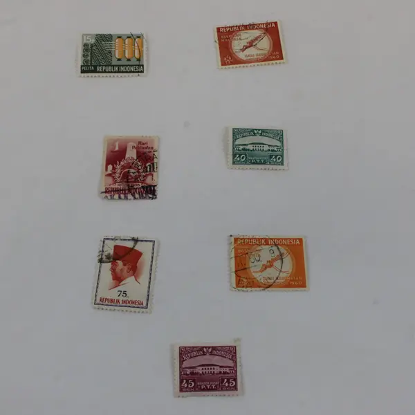 Lot of 7 Indonesia 1955–1960 Stamps Mixed Used Cancelled