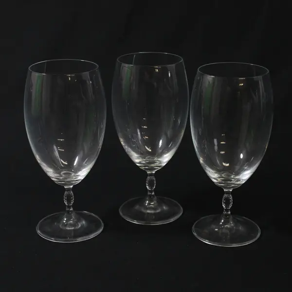 Lot of 3 Carnegie Vintage 1990s Crystal Wine Glasses Clear Stemware, 7.4"