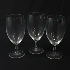 Lot of 3 Carnegie Vintage 1990s Crystal Wine Glasses Clear Stemware, 7.4"