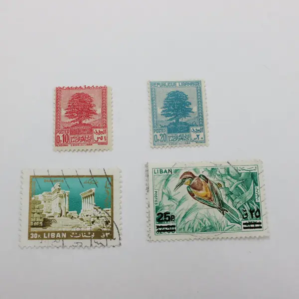 Lot of 4 Lebanon 1960s-1970s Postage Stamps 