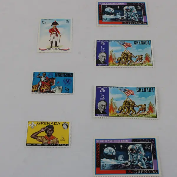 Lot of 7 Mint Hinged Grenada Commemorative Stamps 1969-1972