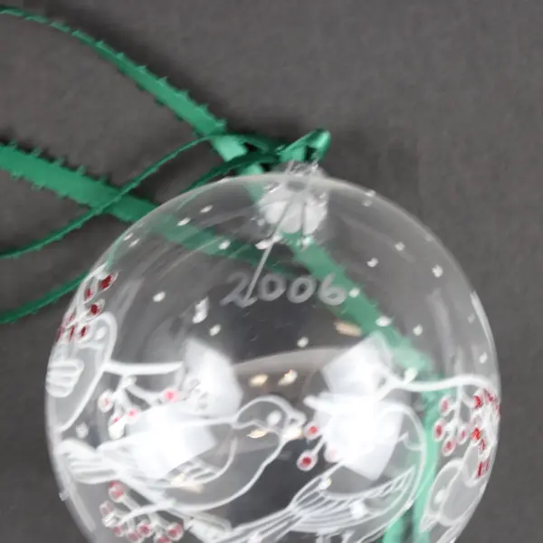 Clear Glass Bird Christmas Ornament White Red Berry Hanging