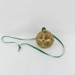 Christmas Cottage Red Gold Glitter Ornate Christmas Tree Ornament