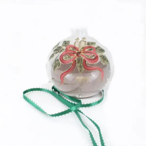 Hand Painted Glass Christmas Ornament Santa