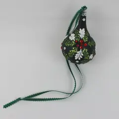 Hand-Painted Black Floral Rhinestone Glitter Christmas Ornament