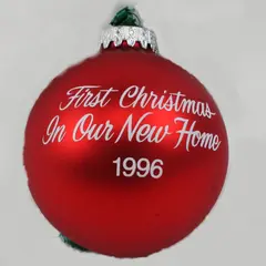 First Christmas In Our New Home 1996 Red Ball Ornament House Tree