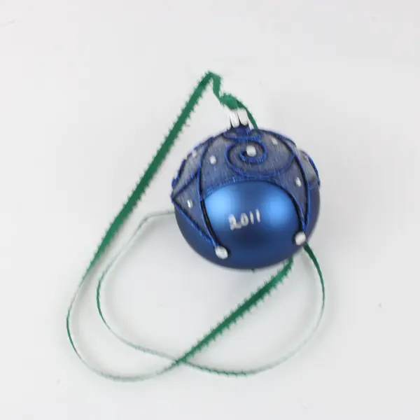 Christmas Cottage Lot of 3 Christmas Ball Ornaments Blue Teal Poinsettia