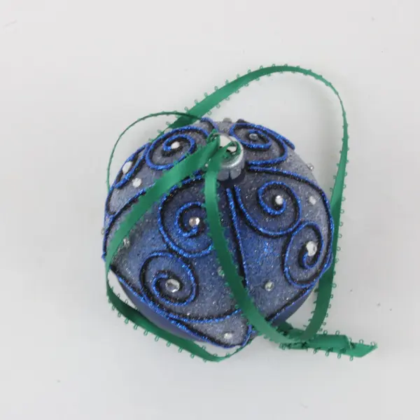 Christmas Cottage Lot of 3 Christmas Ball Ornaments Blue Teal Poinsettia