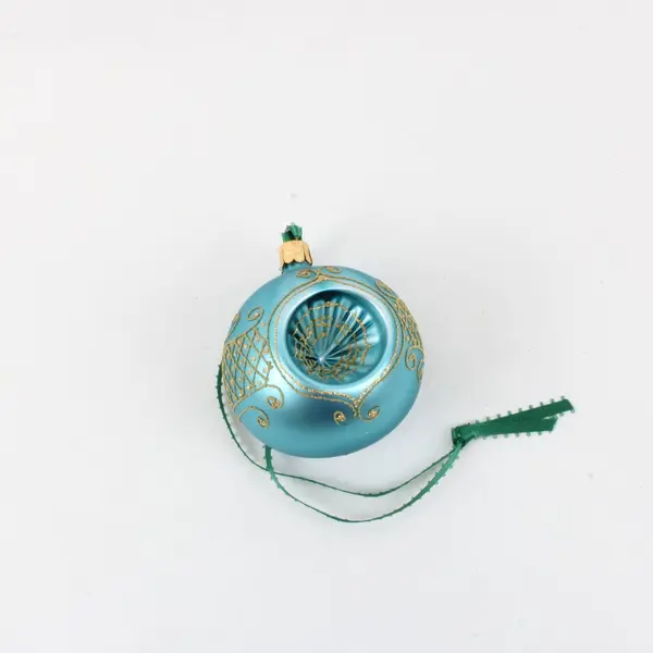 Christmas Cottage Lot of 3 Christmas Ball Ornaments Blue Teal Poinsettia