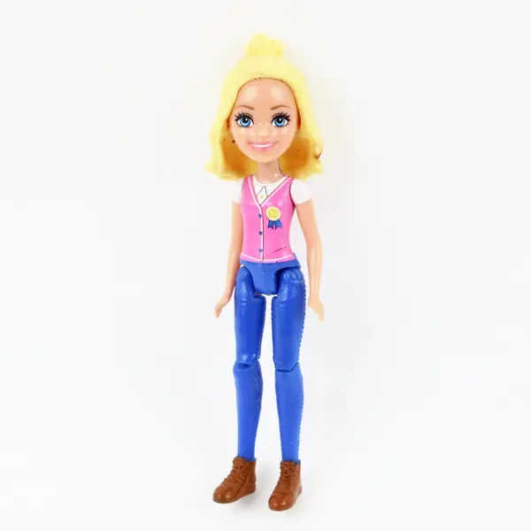 Barbie FHV55 4-Inch Fashion Doll Blonde Pink Top Blue Jeans Mattel