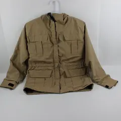 Altra Men's Hooded Parka Plaid Lining Cargo Pockets Tan Size S
