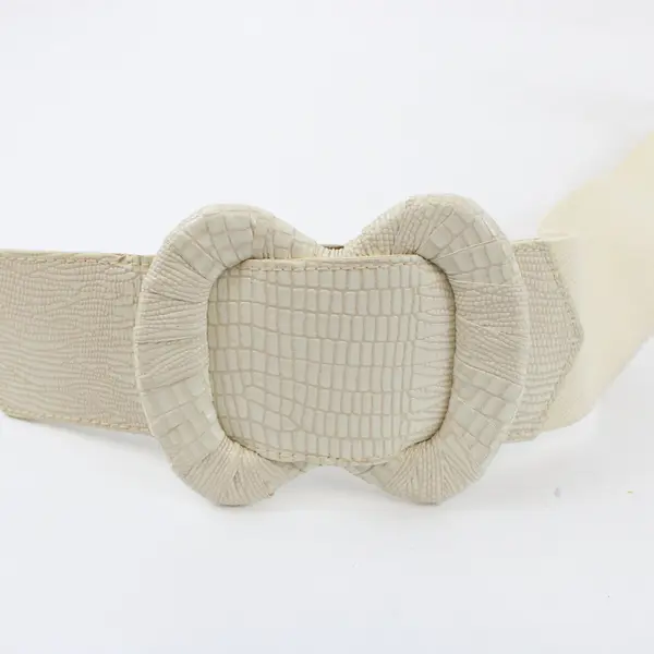 Vintage 1980s Women's Off-White Stretch Belt Medium