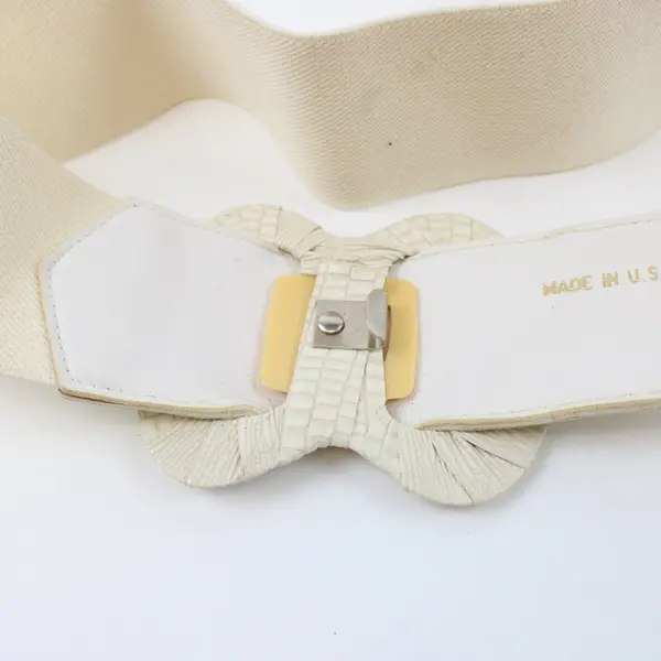 Vintage 1980s Women's Off-White Stretch Belt Medium