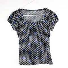 Worthington Women's Medium Geometric Top Black White Blue