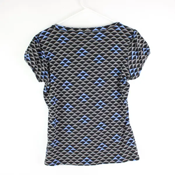Worthington Women's Medium Geometric Top Black White Blue