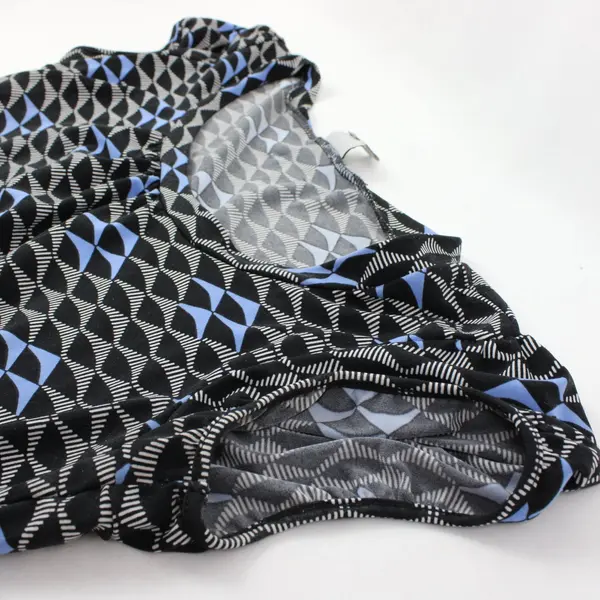 Worthington Women's Medium Geometric Top Black White Blue