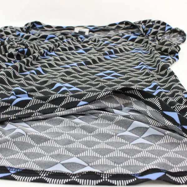 Worthington Women's Medium Geometric Top Black White Blue
