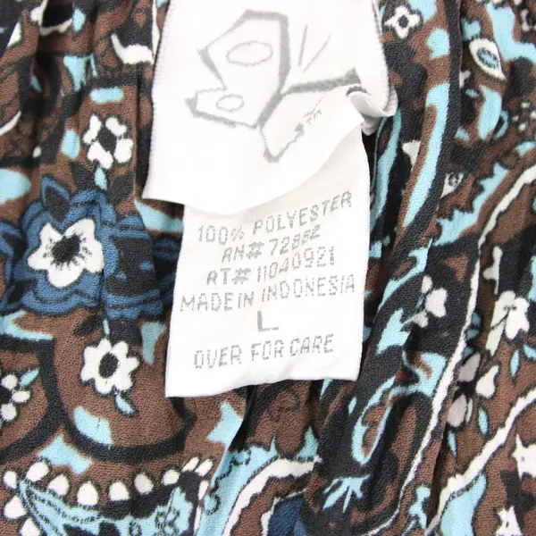 Apt. 9 Women's Navy Blue Paisley Floral Off-Shoulder Blouse Large