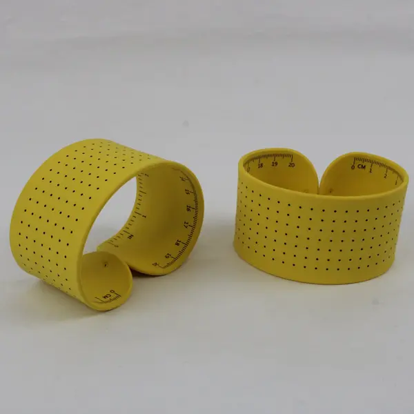 Nex & Co Yellow Silicone Slap Bracelet Measuring Tape Set of 2 8 in