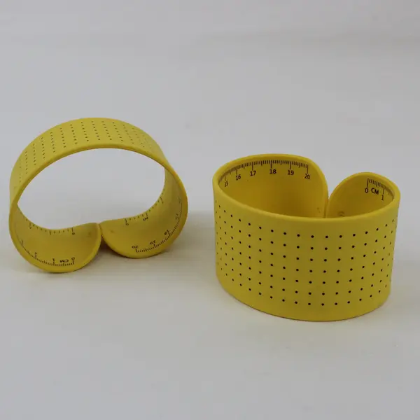Nex & Co Yellow Silicone Slap Bracelet Measuring Tape Set of 2 8 in