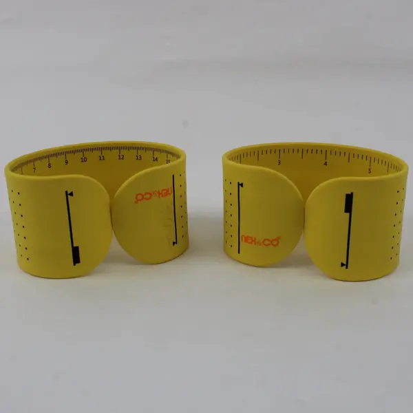 Nex & Co Yellow Silicone Slap Bracelet Measuring Tape Set of 2 8 in