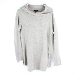Alyx Women's M Beige Knit Metallic String Turtleneck Sweater Side Button