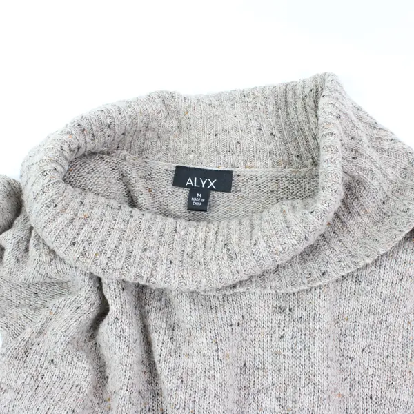 Alyx Women's M Beige Knit Metallic String Turtleneck Sweater Side Button