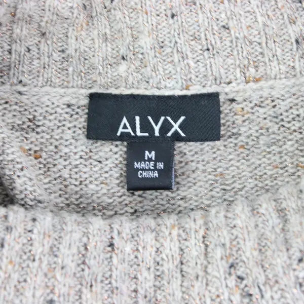 Alyx Women's M Beige Knit Metallic String Turtleneck Sweater Side Button