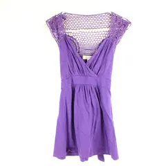 L.E.I. Junior L Purple Crochet Lace Sleeveless Tie-Waist Top