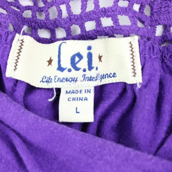 L.E.I. Junior L Purple Crochet Lace Sleeveless Tie-Waist Top
