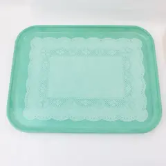 Cambro Lot of 2 Cafeteria Lunch Trays Hard Plastic 14 x 18 Aqua Salmon